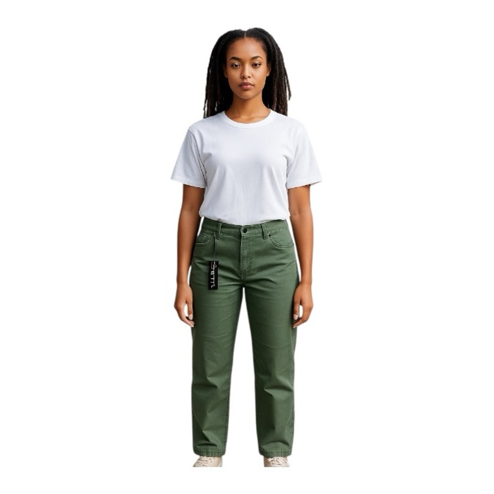 Tailormade Green Boot Cut Pants with High Waist and Relaxed Fit